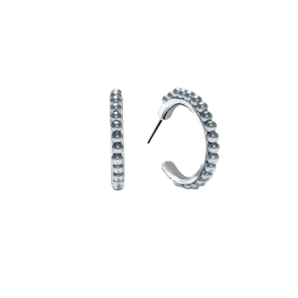 NEW!  Pearly Grey Hoop Earrings